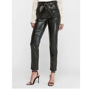 Express Super HighWaist Vegan Leather Paperbag Waist Pant Size 4